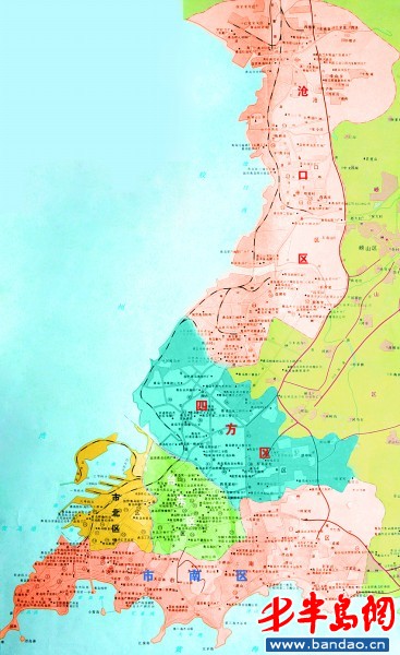 1994年青岛市区划调整前的市区区划图