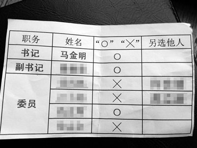 村支书选票格式图片