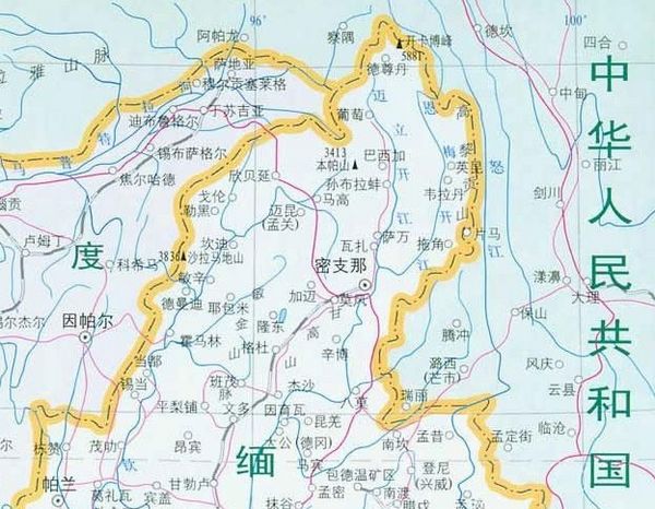 中缅争议领土地图图片
