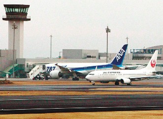 图为一架日本全日空公司的波音787客机停在日本香川县高松机场。新华社/法新