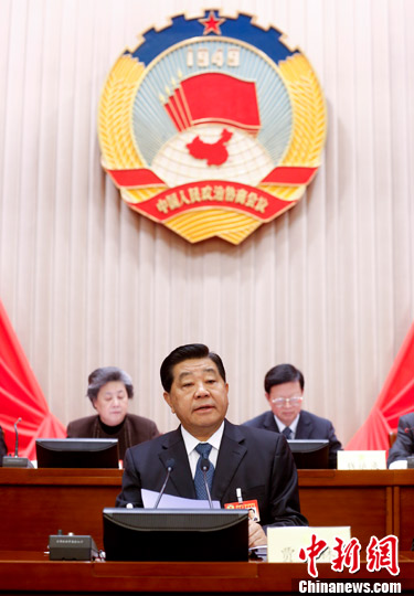 1月29日，中国人民政治协商会议第十一届全国委员会常务委员会第二十次会议在北京举行，全国政协主席贾庆林主持会议。中新社发 杜洋 摄