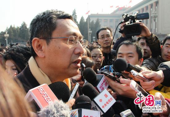 全国政协委员贾康接受媒体采访 中国网 肖冰 摄