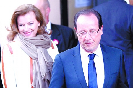 法国总统奥朗德及其女友瓦莱丽资料图