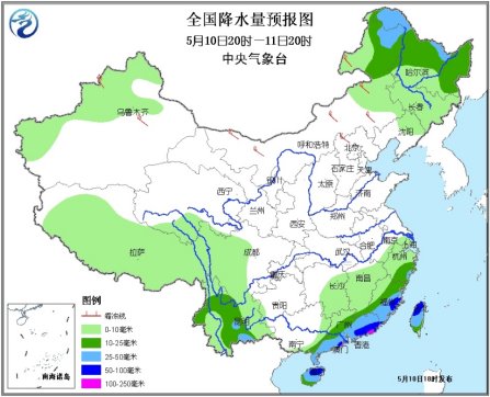 华南沿海仍有较强降雨 东北地区多阴雨天气