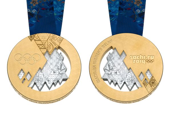 索契冬奥会金牌样式图片