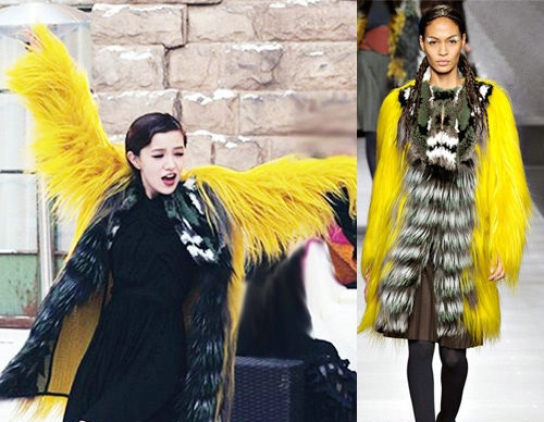 郭采洁(饰演顾里)身穿fendi2012秋冬系列皮草大衣