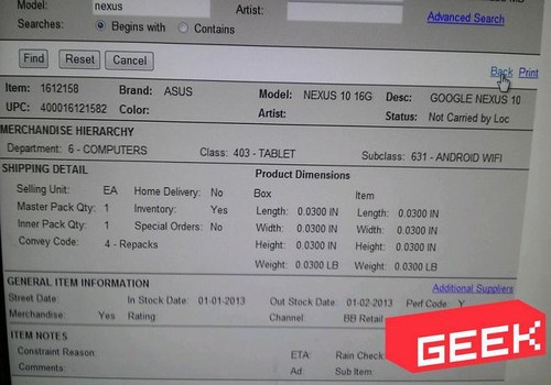 更换制造商? 谷歌新Nexus 10意外泄露