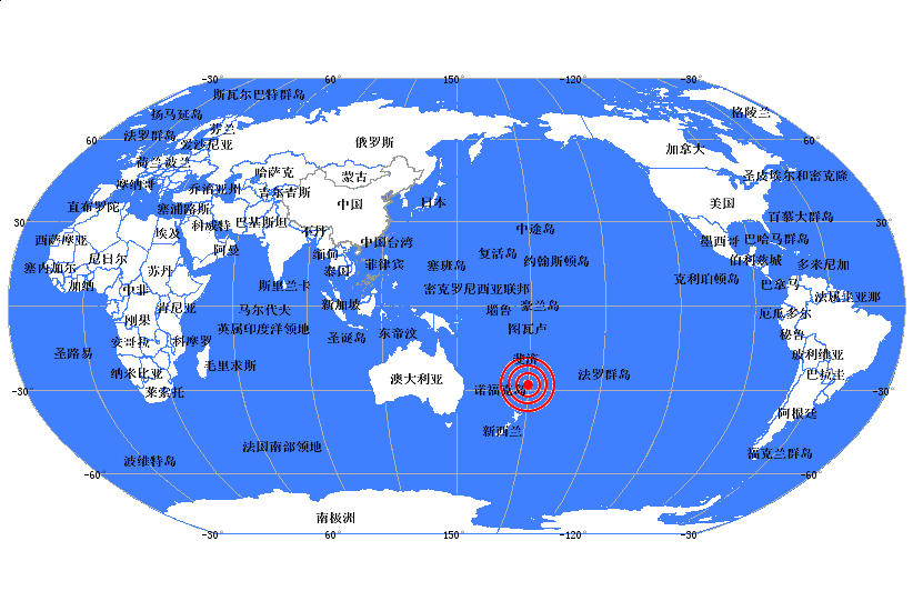 克马德克群岛地区发生6.0级地震
