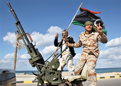 利比亚一支地方武装组织成员。资料图片