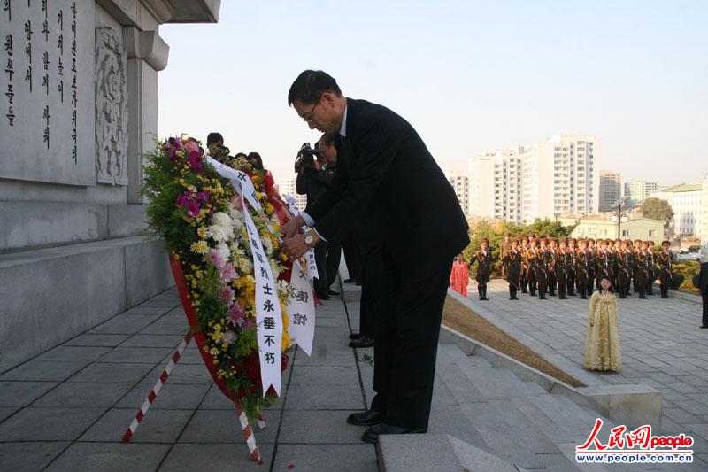 中国人民志愿军入朝参战63周年纪念日：驻朝使馆凭吊烈士