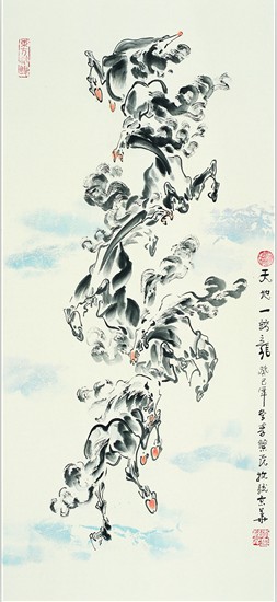 艺术家李繁民写"草书"的马 洋溢奇姿纵肆的激情(组图)李繁民画作人民