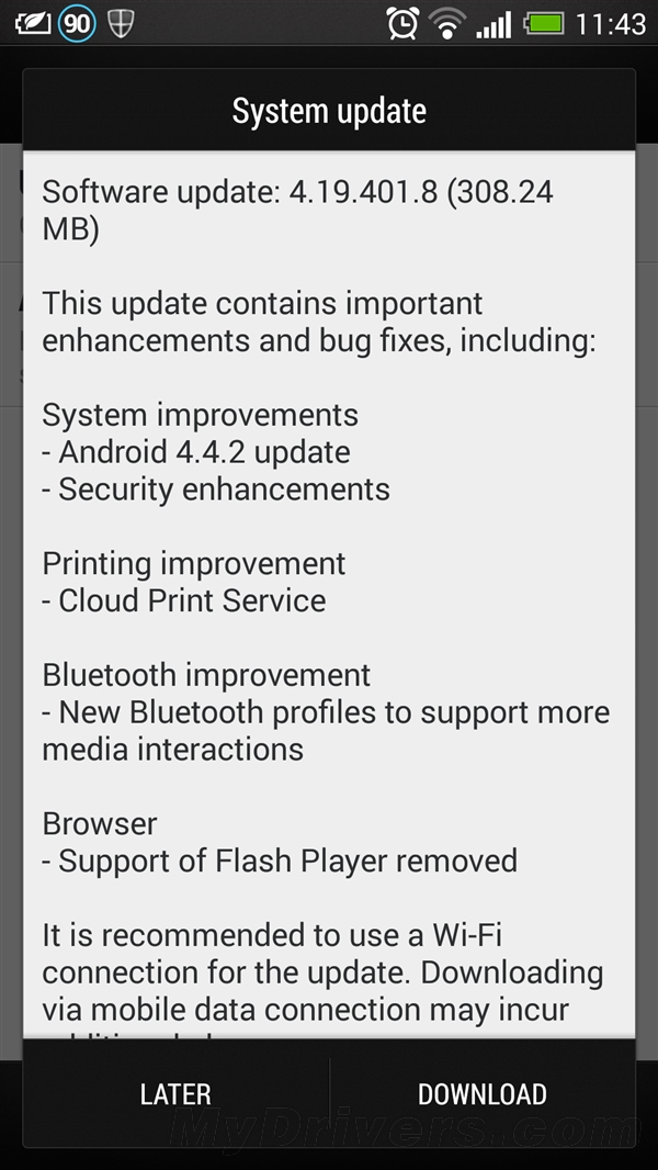 HTC OneʼAndroid 4.4.2 Flash
