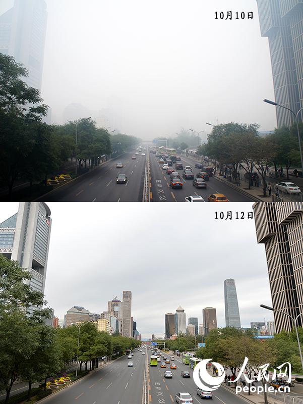 北京:大风起气温降 雾霾终散去(组图)