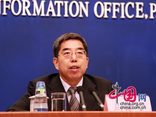 发布会现场,国家统计局局长马建堂。