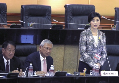 1月22日，泰国前总理英拉回答国家立法议会的提问。图/东方IC