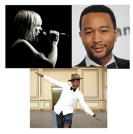 SiaPharrell WilliamsJohn Legend᲻