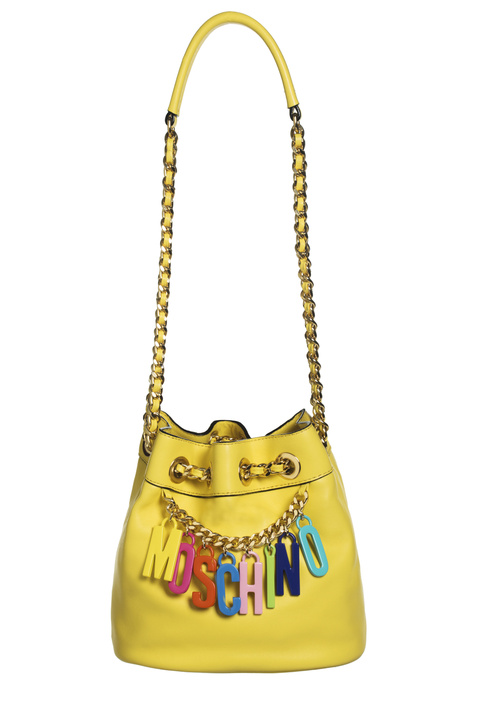 moschino 2015春夏 黄色logo垂饰水桶包rmb 8,690