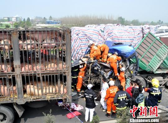 消防官兵、医护人员正在事故现场营救受伤被困者。 钟欣 摄