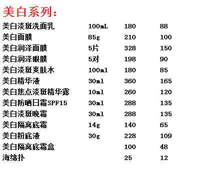 玫琳凯所有产品价目表图片