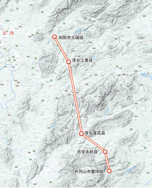 瀏陽2個多小時可高速直達井岡山