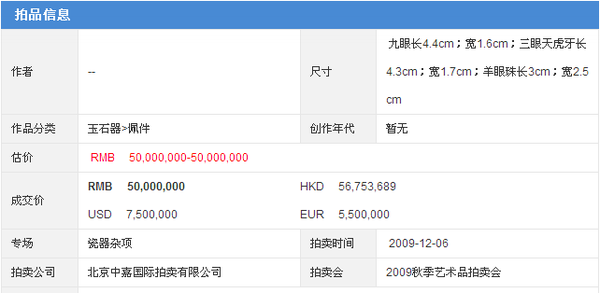 天珠拍卖成交价格图片图片