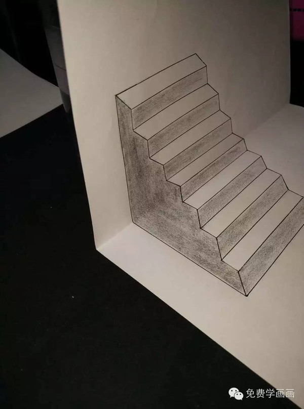 双面楼梯平面立体画图片