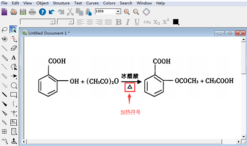 如何用chembiodraw繪製乙酰水楊酸反應式