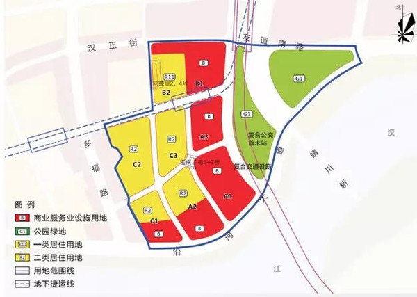 汉正街东片地理位置:汉正街中央服务区位于武汉市地理中心,长江与汉江