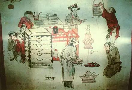 张文藻墓壁画:童嬉图(辽 纵170厘米,横145厘米 1993年,河北省张家口