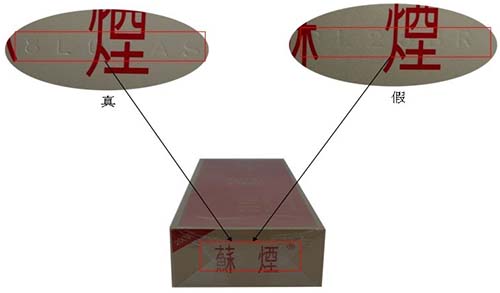 看图鉴别真假苏烟(软金砂)