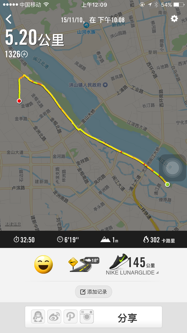 福州最顏值夜跑團發芽跑--11月10日蘋果跑步5.2km