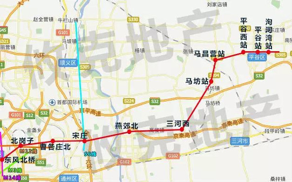 北京到燕郊地铁线路图图片