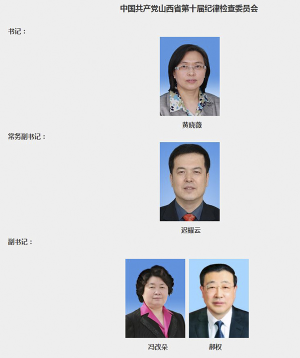山西省纪委监察厅网站目前的“领导机构”一栏信息