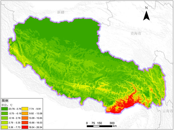 西藏多年平均气温空间分布数据是地理国情监测云平台推出的气象气候类