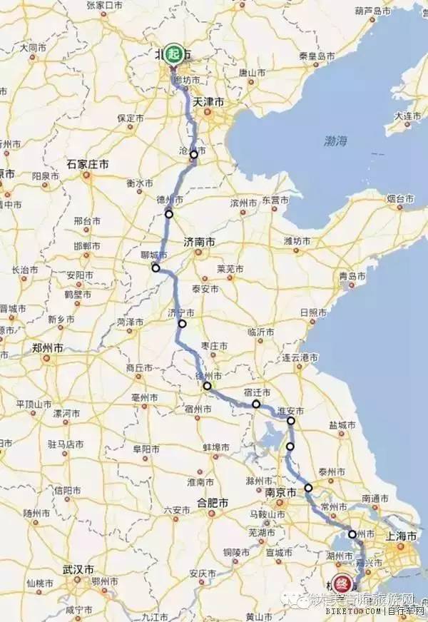 京杭大运河路线地图图片
