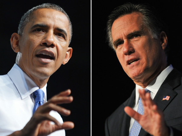 上一届总统大选的两位竞争者：奥巴马和罗姆尼