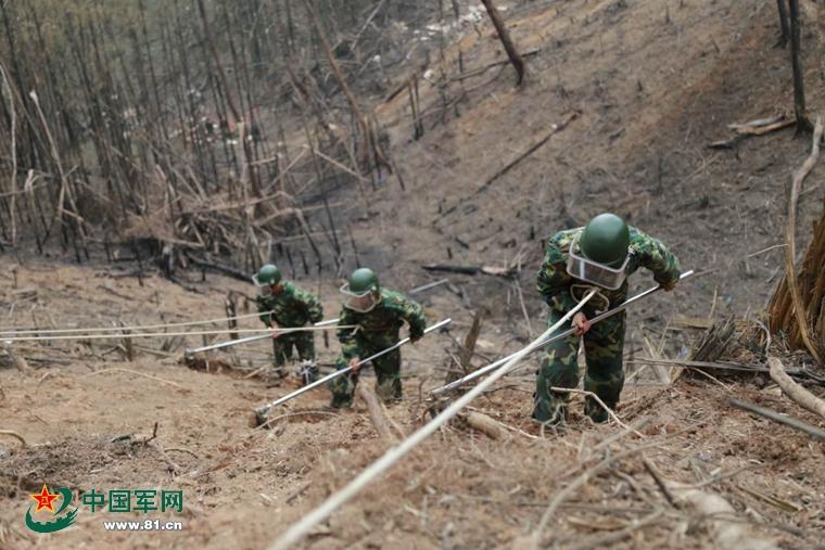 云南省军区400多名官兵,正在执行中越边境第三次大规模排雷任务,记者