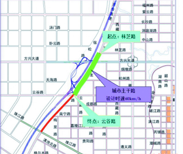 合肥玉龙路将建分离式立交 上跨方兴大道