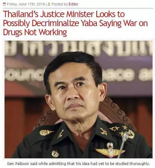 标题翻译：“泰国司法部长将寻求冰毒合法化，称打击毒品的战争没有效果”