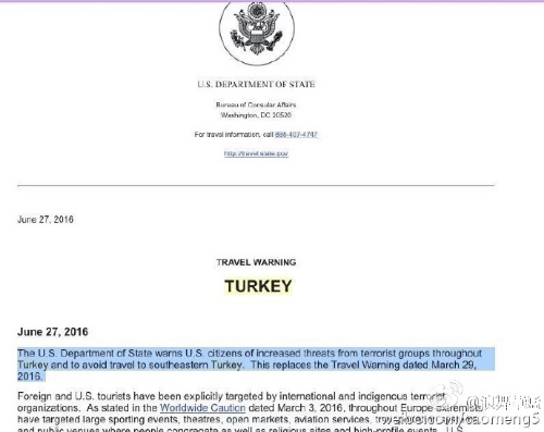 去年安卡拉大爆炸前，美国大使馆也提前24小时发出警告，还声称消息来自土耳其政府，所以马上采取措施通知美国公民。