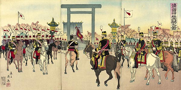 1885年画作，明治天皇参拜靖国神社。
