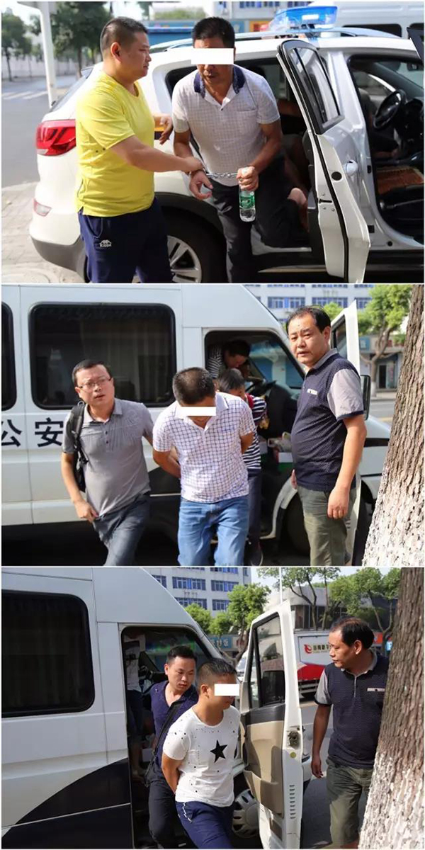 嫌疑人被民警从广东押解回常德。