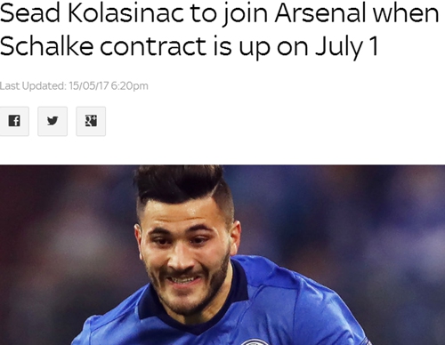 科拉西纳奇将以自由身签约阿森纳